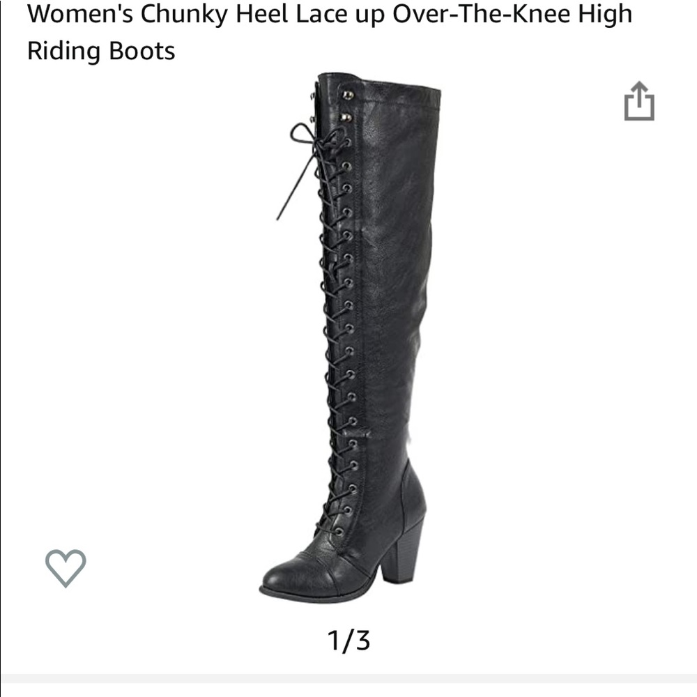 Women's Chunky Heel Lace up Over-The-Knee Boots